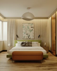 sypialnia eklektyczne wnętrze domu w otwocku 1